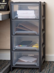 Wham Grey 1 x Deep 4 Drawer Tower Home and Office Storage Organisation - Image 1 of 6