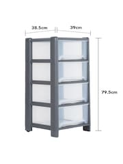 Wham Grey 1 x Deep 4 Drawer Tower Home and Office Storage Organisation - Image 3 of 6