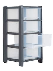 Wham Grey 1 x Deep 4 Drawer Tower Home and Office Storage Organisation - Image 4 of 6