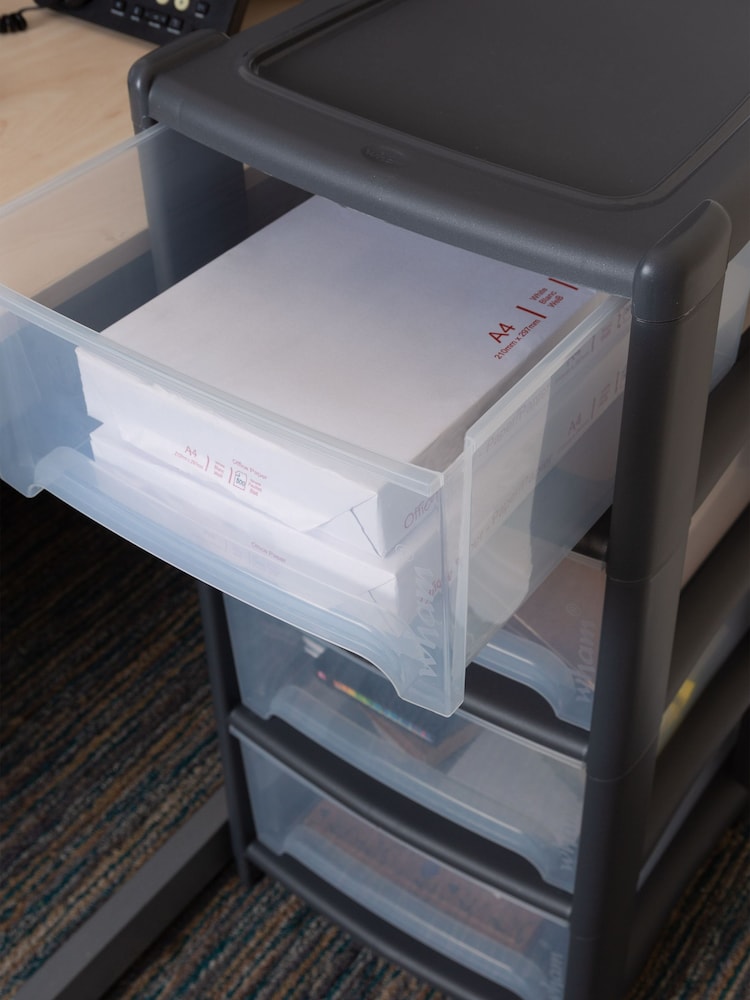 Wham Grey 1 x Deep 4 Drawer Tower Home and Office Storage Organisation - Image 6 of 6
