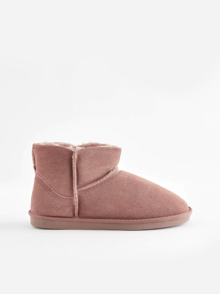 Mink Pink Faux Fur Lined Suede Slipper Boots - Image 4 of 7