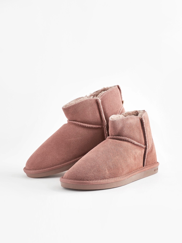 Mink Pink Faux Fur Lined Suede Slipper Boots - Image 5 of 7