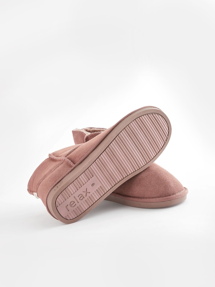 Mink Pink Faux Fur Lined Suede Slipper Boots - Image 6 of 7