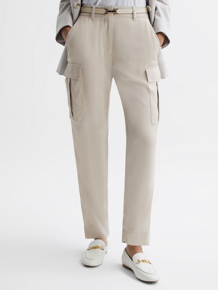 Reiss Stone Becca Tapered Combat Trousers - Image 1 of 5 Reiss Stone Becca Tapered Combat Trousers - Image 1 of 5