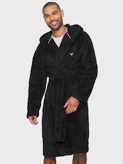 Threadbare Black Cosy Hooded Dressing Gown - Image 1 of 4