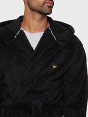Threadbare Black Cosy Hooded Dressing Gown - Image 4 of 4