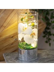 Widdop White Glass Tube Vase With Flowers and LED 20 cm - Image 2 of 3