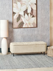 Pacific Mocha Textured Storage Ottoman with Metal Legs - Image 1 of 7