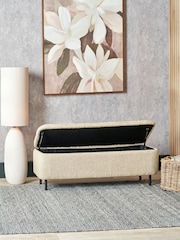 Pacific Mocha Textured Storage Ottoman with Metal Legs - Image 2 of 7