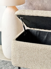 Pacific Mocha Textured Storage Ottoman with Metal Legs - Image 5 of 7