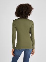 JoJo Maman Bébé Khaki Ribbed Maternity & Nursing Jersey Top - Image 3 of 4