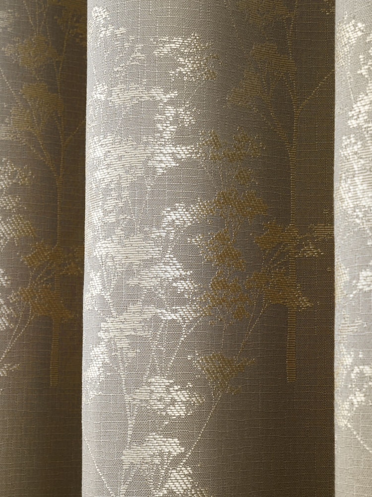 Curtina Stone Elmwood Luxury Jacquard Eyelet Curtains - Image 4 of 4