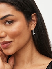 Silver Tone Sparkle Petal Drop Earrings - Image 1 of 4