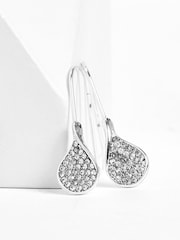 Silver Tone Sparkle Petal Drop Earrings - Image 3 of 4