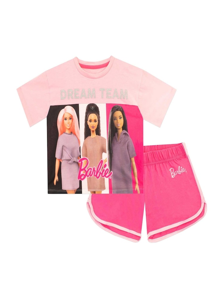 Character Pink Barbie Girls Short Pyjamas - Image 1 of 3 Character Pink Barbie Girls Short Pyjamas - Image 1 of 3