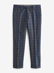 Bright Blue Skinny Fit Trimmed Check Suit Trousers - Image 6 of 9