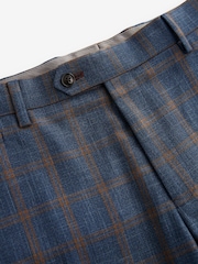 Bright Blue Skinny Fit Trimmed Check Suit Trousers - Image 7 of 9