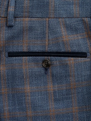Bright Blue Skinny Fit Trimmed Check Suit Trousers - Image 9 of 9