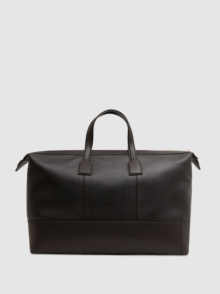 Reiss Chocolate Carter Leather Holdall - Image 1 of 5