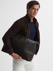 Reiss Chocolate Carter Leather Holdall - Image 2 of 5