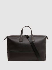 Reiss Chocolate Carter Leather Holdall - Image 4 of 5