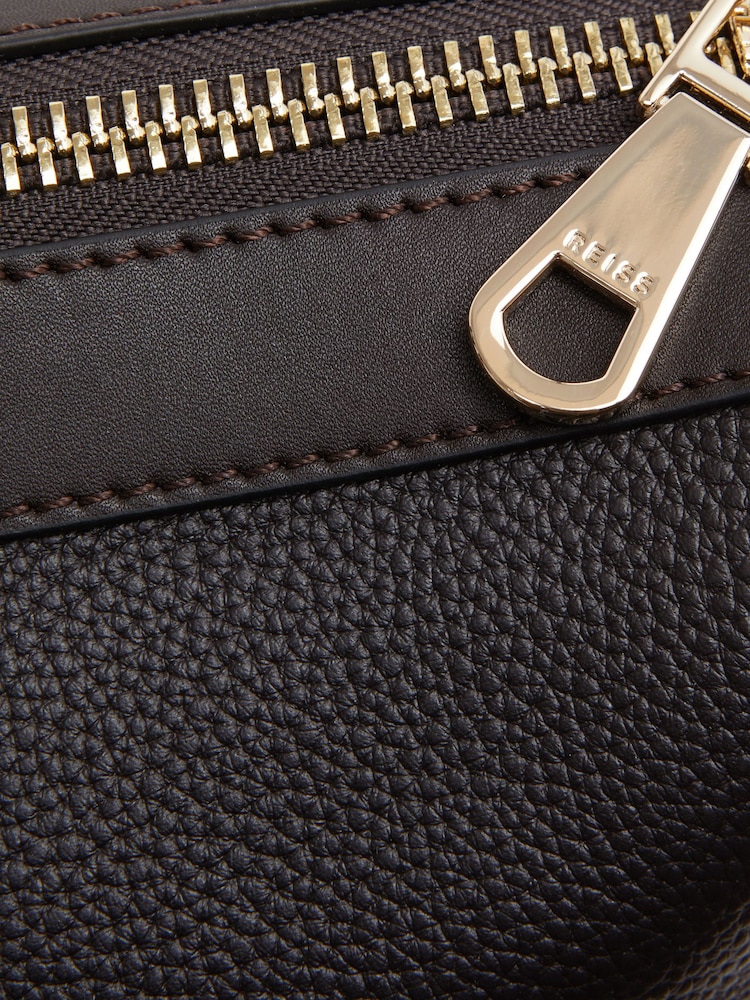 Reiss Chocolate Carter Leather Holdall - Image 5 of 5