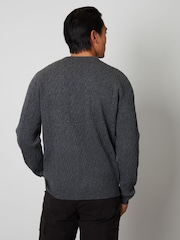Threadbare Grey Cable Knit Crew Neck Jumper - Image 2 of 4