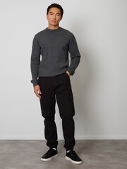 Threadbare Grey Cable Knit Crew Neck Jumper - Image 3 of 4