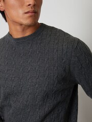 Threadbare Grey Cable Knit Crew Neck Jumper - Image 4 of 4