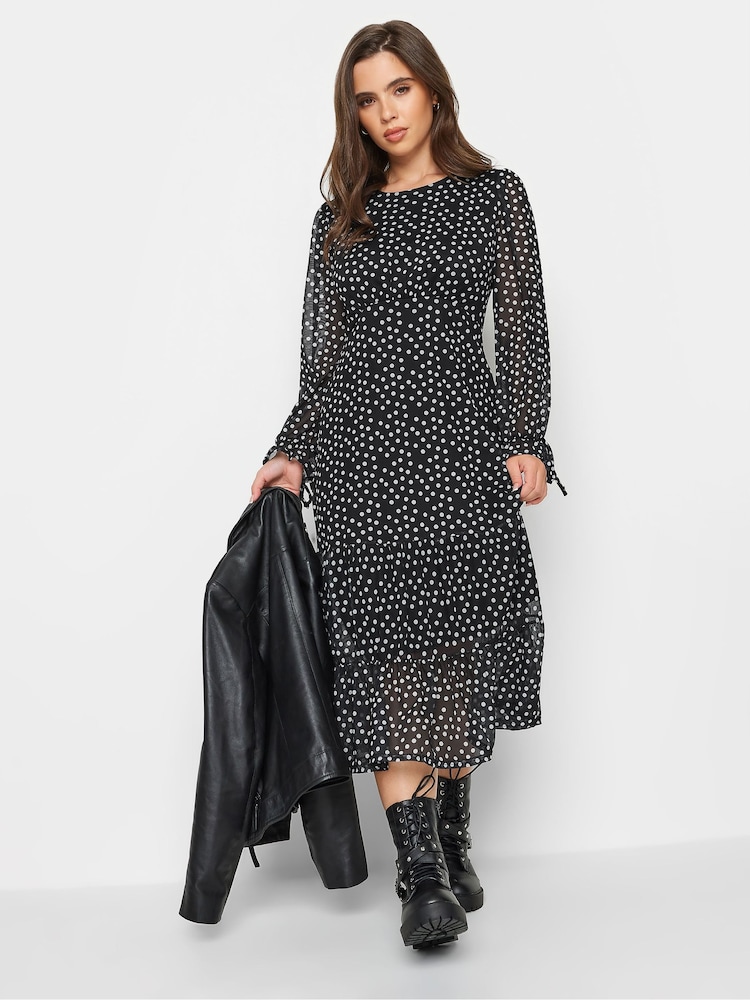 PixieGirl Petite Black Spot Mesh Dress - Image 1 of 5