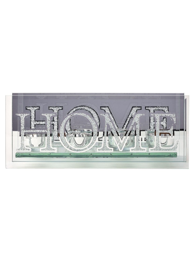 Widdop Silver Mirror & Crystal Tea Light Holder Set - Home - Image 1 of 2 Widdop Silver Mirror & Crystal Tea Light Holder Set - Home - Image 1 of 2