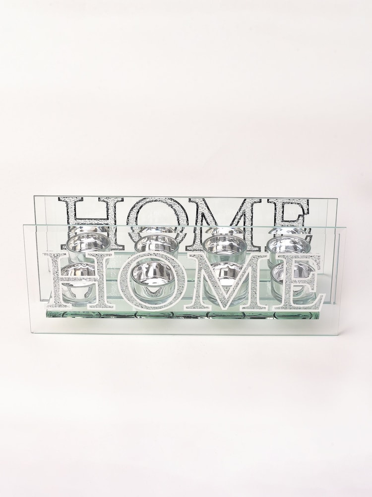 Widdop Silver Mirror & Crystal Tea Light Holder Set - Home - Image 2 of 2 Widdop Silver Mirror & Crystal Tea Light Holder Set - Home - Image 2 of 2