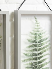 Set of 2 Green Floating Botanicals in Grey Hanging Framed Wall Art - Image 4 of 4