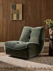 Relaxed Chenille Forest Green Lucca Swivel Accent Chair - Image 1 of 9