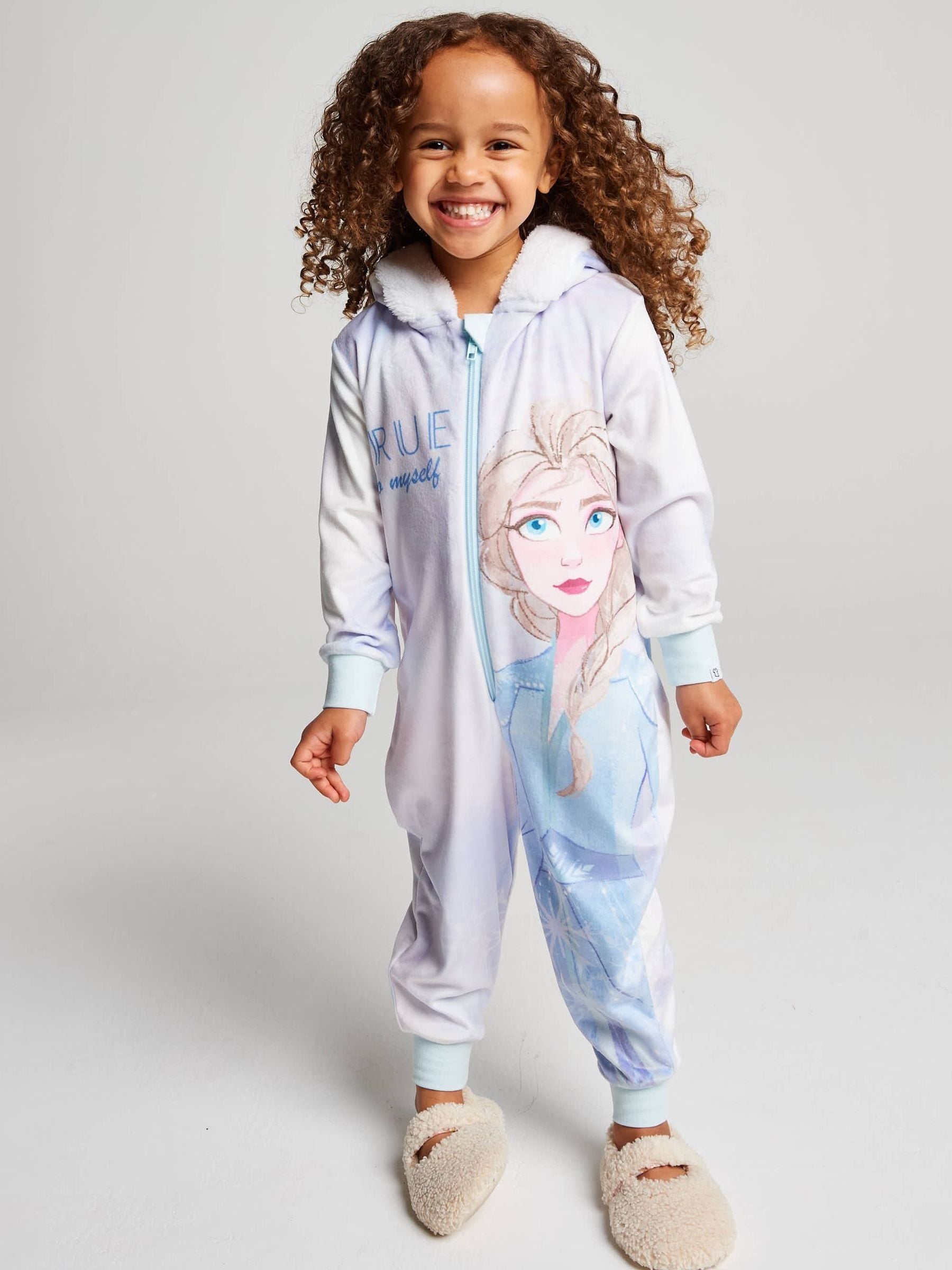 Disney Frozen Girls Fleece Onesie – Soft Hooded Zip-Up All-in-One Jumpsuit, Elsa Character Sleepwear Loungewear, Cosy Nightwear, Gifts for Girls, Machine Washable - Image 3