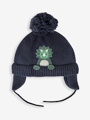 JoJo Maman Bébé Navy Blue Appliqué Bobble Hat - Image 1 of 2