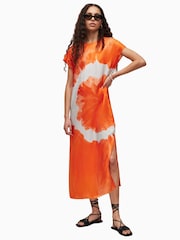 AllSaints Orange Etta Mariana Dress - Image 1 of 6