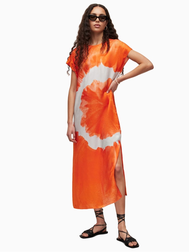 AllSaints Orange Etta Mariana Dress - Image 1 of 6