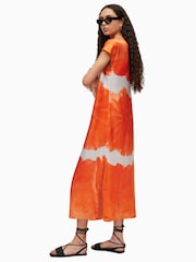 AllSaints Orange Etta Mariana Dress - Image 3 of 6