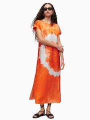 AllSaints Orange Etta Mariana Dress - Image 4 of 6