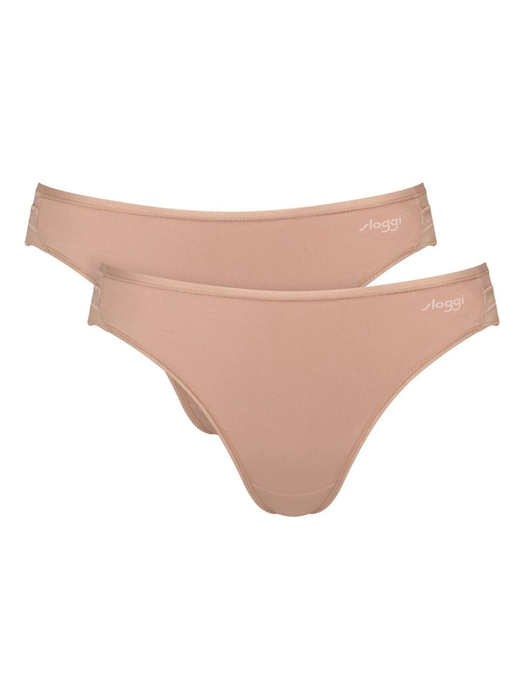 Sloggi Brown GO Blush - High Leg Knickers 2 Pack - Image 1 of 7 Sloggi Brown GO Blush - High Leg Knickers 2 Pack - Image 1 of 7