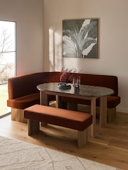 Soft Velvet Rust Nomad Left Hand Corner Dining Table and Corner Bench Set - Image 2 of 11