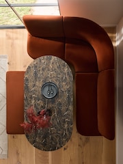 Soft Velvet Rust Nomad Left Hand Corner Dining Table and Corner Bench Set - Image 3 of 11