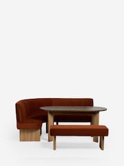 Soft Velvet Rust Nomad Left Hand Corner Dining Table and Corner Bench Set - Image 8 of 11