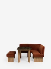 Soft Velvet Rust Nomad Left Hand Corner Dining Table and Corner Bench Set - Image 9 of 11