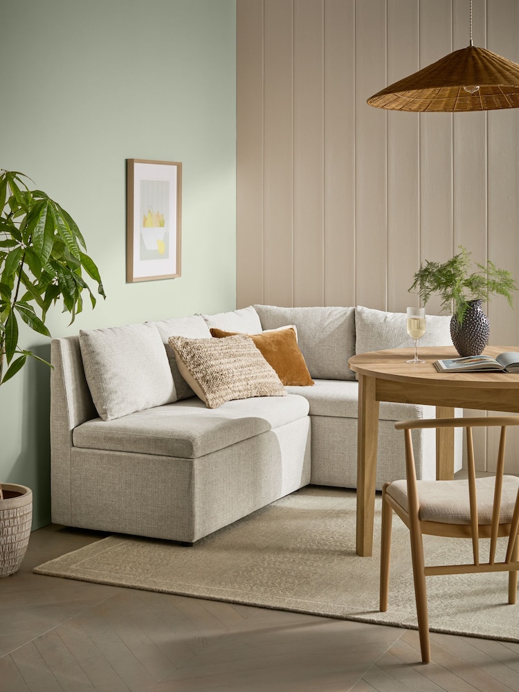 Light Natural Tweedy Plain Ashbourne Corner Storage Bench - Image 1 of 10