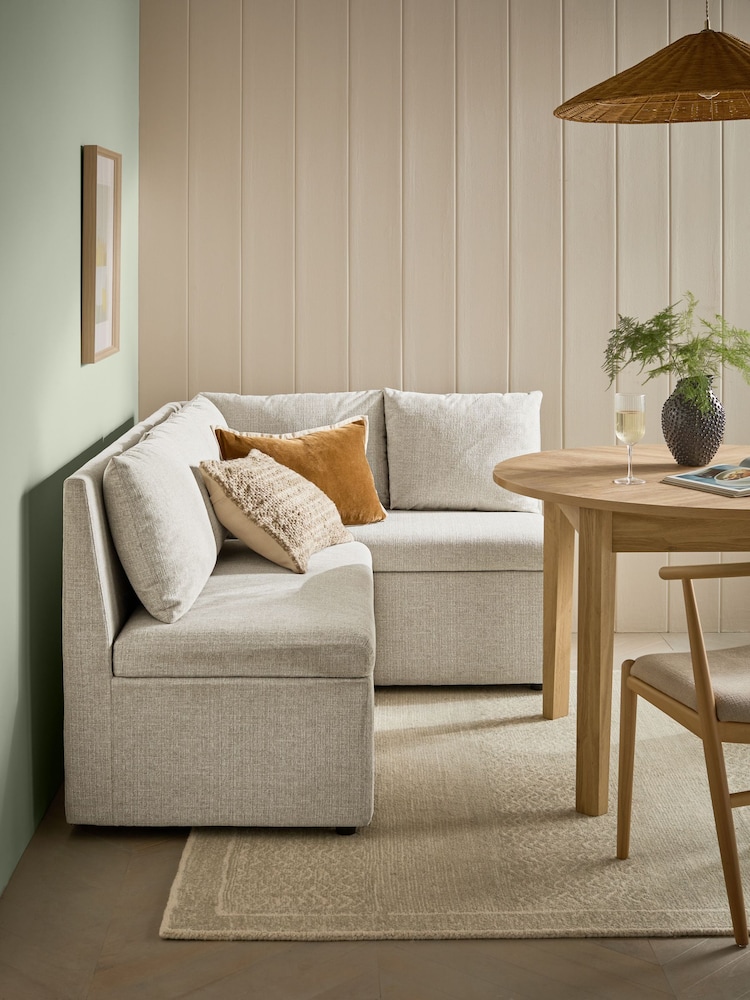 Light Natural Tweedy Plain Ashbourne Corner Storage Bench - Image 2 of 10