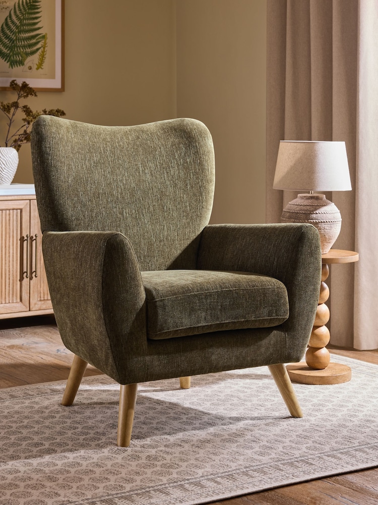 Cotswold Chenille Dark Green Wilson Highback Large Armchair - Image 1 of 6 Cotswold Chenille Dark Green Wilson Highback Large Armchair - Image 1 of 6