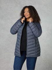 Live Unlimited Grey Curve Chevron Packable Puffer Jacket - Image 1 of 6
