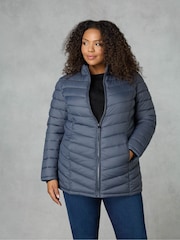 Live Unlimited Grey Curve Chevron Packable Puffer Jacket - Image 2 of 6
